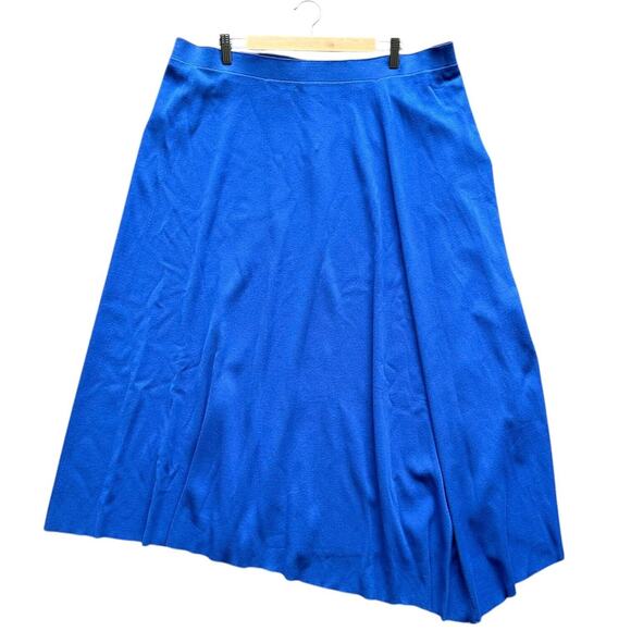New $1298 LAFAYETTE 148 NY Asymmetric Crepe Godet Midi Skirt Tile Blue 3X Career - Picture 4 of 11